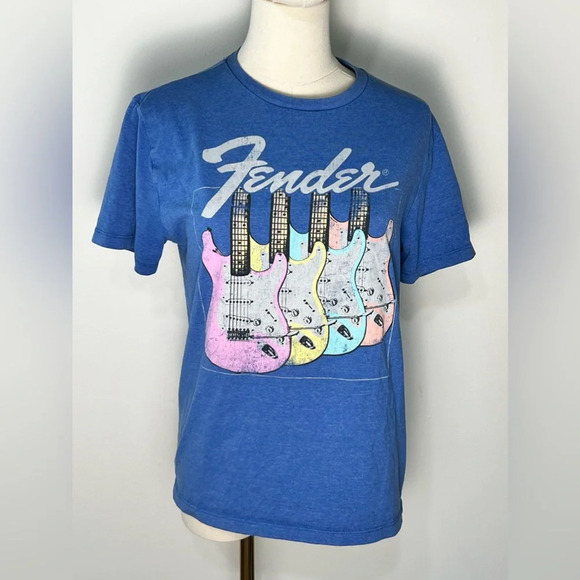 Fender Multicolored Crewneck Tee Shirt Size 12/14 or Junior Size Small - Picture 1 of 7